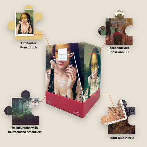 1.000 Teile Kunstpuzzle + Kunstdruck: Rebel – Jimi Cakmak