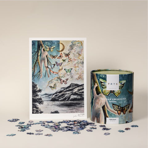 1.000 Teile Kunstpuzzle + Kunstdruck: Nachtfalter – Jonathan Esperester