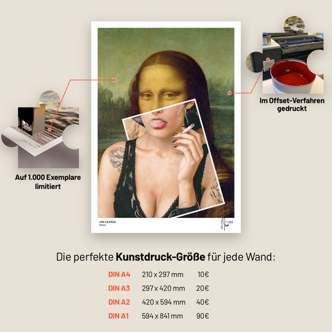 1.000 Teile Kunstpuzzle + Kunstdruck: Rebel – Jimi Cakmak