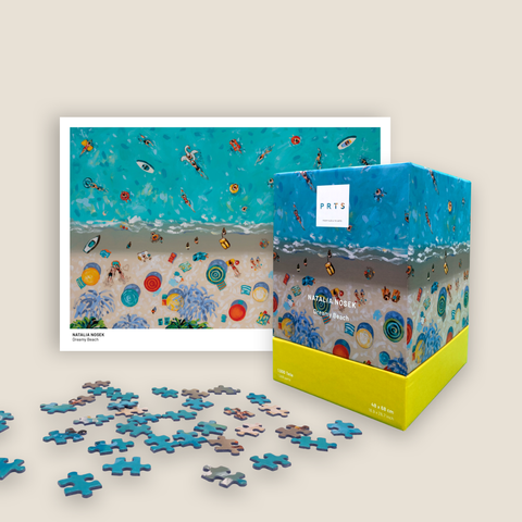 1.000 Teile Kunstpuzzle + Kunstdruck: Dreamy Beach – Natalia Nosek