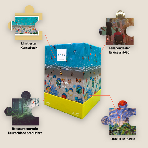 1.000 Teile Kunstpuzzle + Kunstdruck: Dreamy Beach – Natalia Nosek