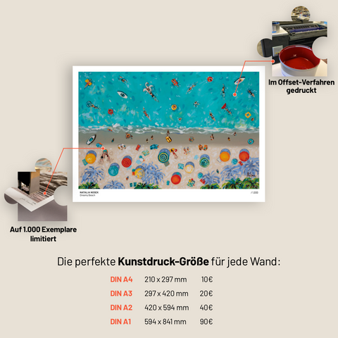 1.000 Teile Kunstpuzzle + Kunstdruck: Dreamy Beach – Natalia Nosek