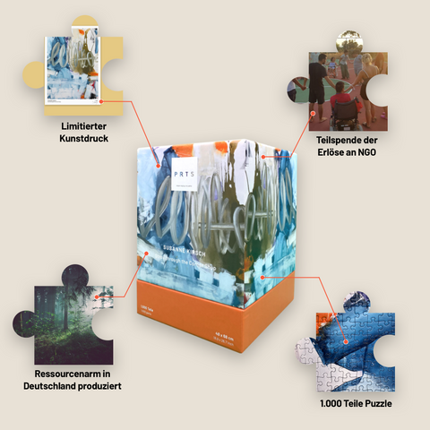 1.000 Teile Kunstpuzzle + Kunstdruck: Stroll through the Corner Shop – Susanne Kirsch